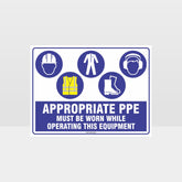 Custom Metal Sign,Appropriate Ppe Must Be Worn Operating Equipment H+Hi+C+F+Ear